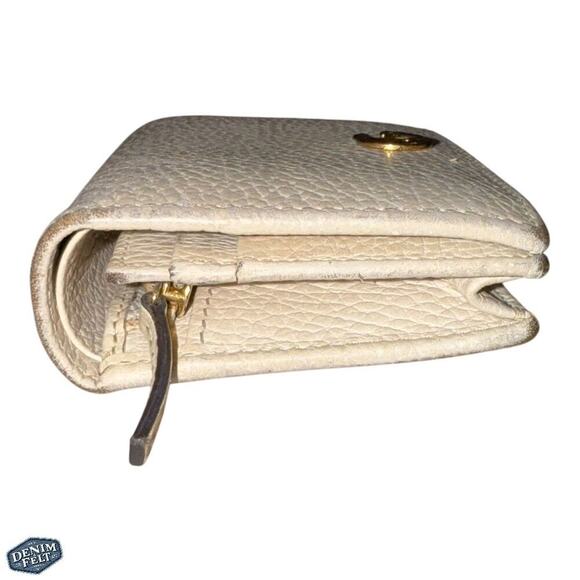 Gucci Marmont Mini Compact Wallet in White Pebbled Leather with Gold Double G - Picture 16 of 16
